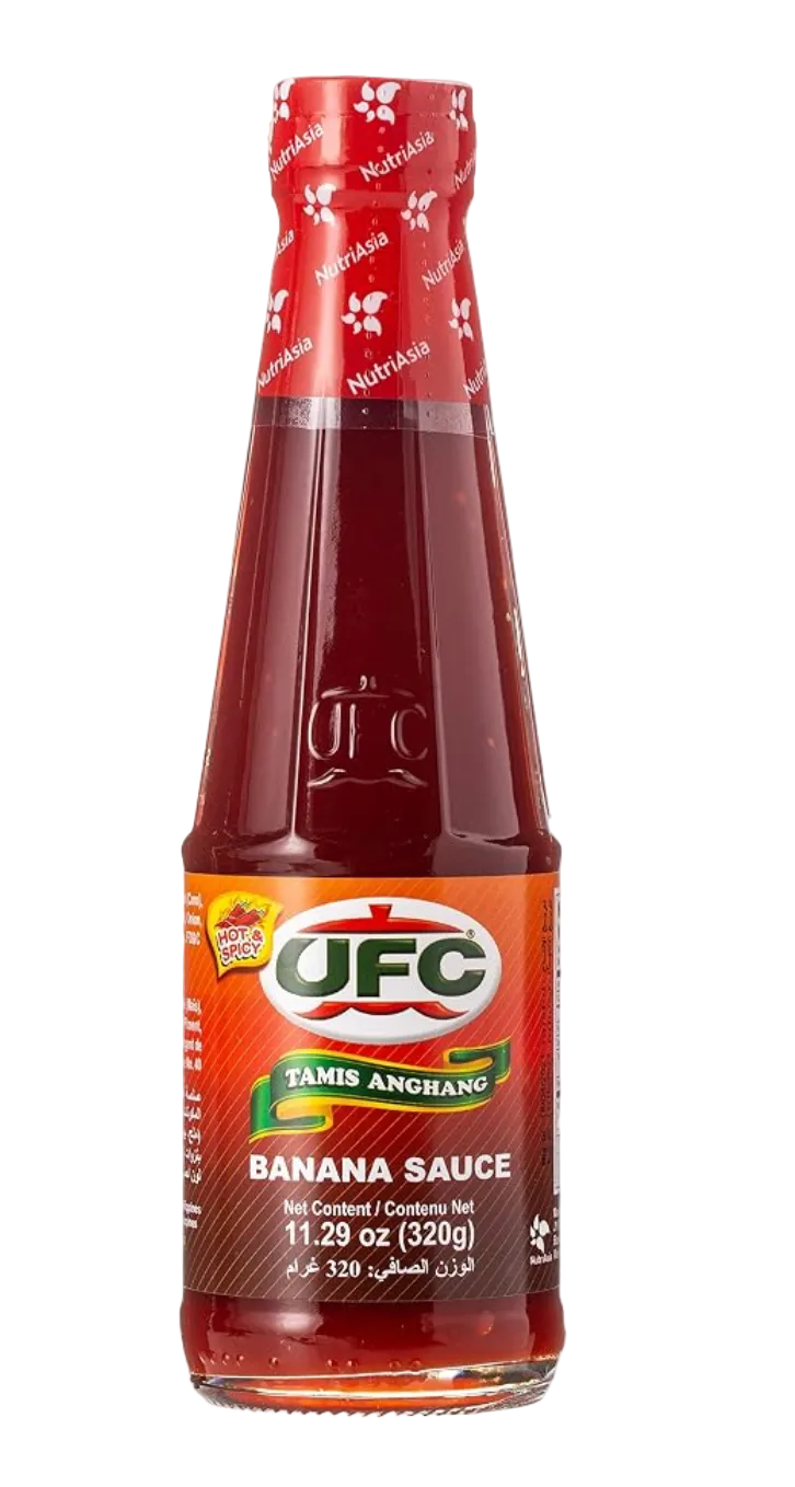 A bottle of UFC Tamis Anghang Banana Sauce on a white background, with a 'Click to see full view' text overlay at the bottom.