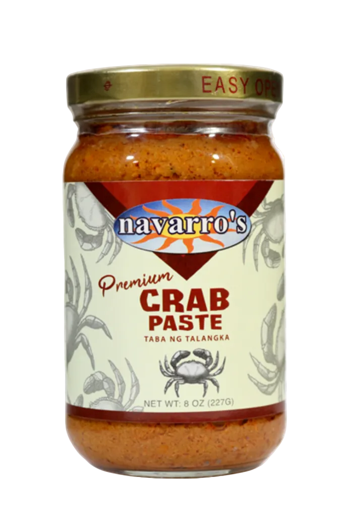 Jar of Navarro's Premium Crab Paste with a gold lid on a white background 227g