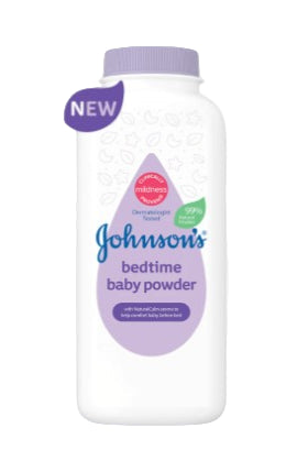 Johnson's Bedtime Baby Powder 50g bottle on a white background