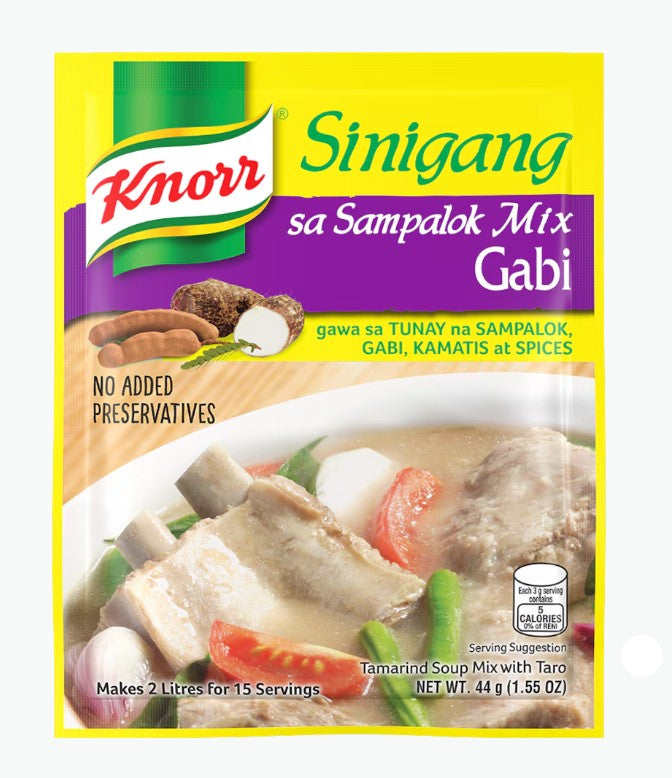 Knorr Sinigang sa Sampalok Mix Gabi 44g package with yellow and purple design.