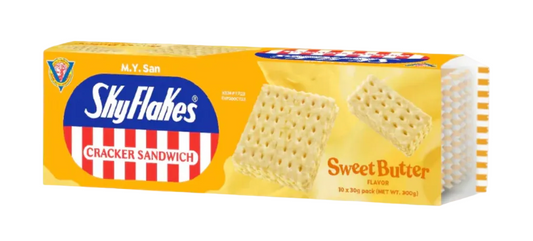 Sky Flakes CrackerS andwich Mantikilya/SweetButter 10x30g in white background