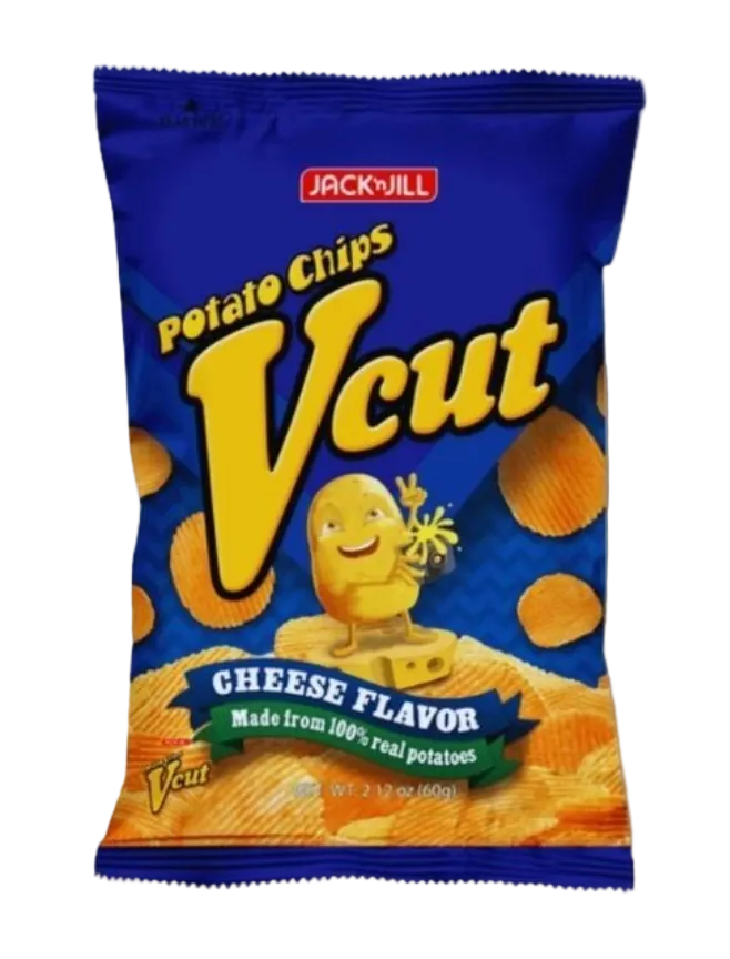 VCut Potato Chips. Cheese Flavor 60g in white background
